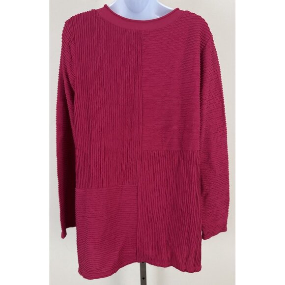 HABITAT Clothes To Live In Fuschia Pink Textured Long Sleeve Tunic Top Sz L - Picture 4 of 7